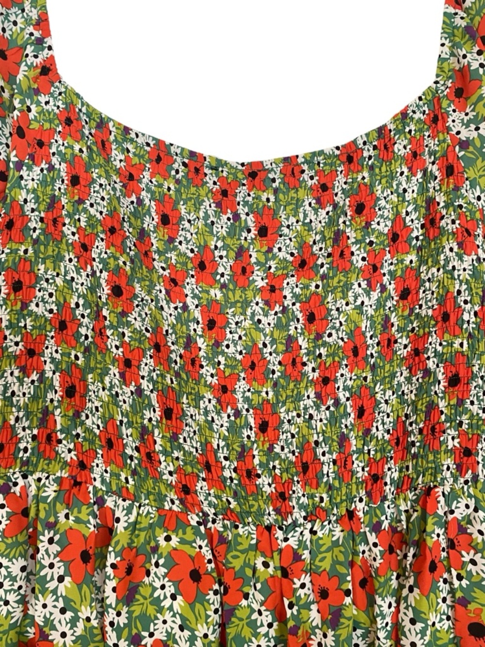 Davi and Dani Green Red Floral Smocked Mini Dress Womens Plus Size 3XL NWT - Picture 6 of 11